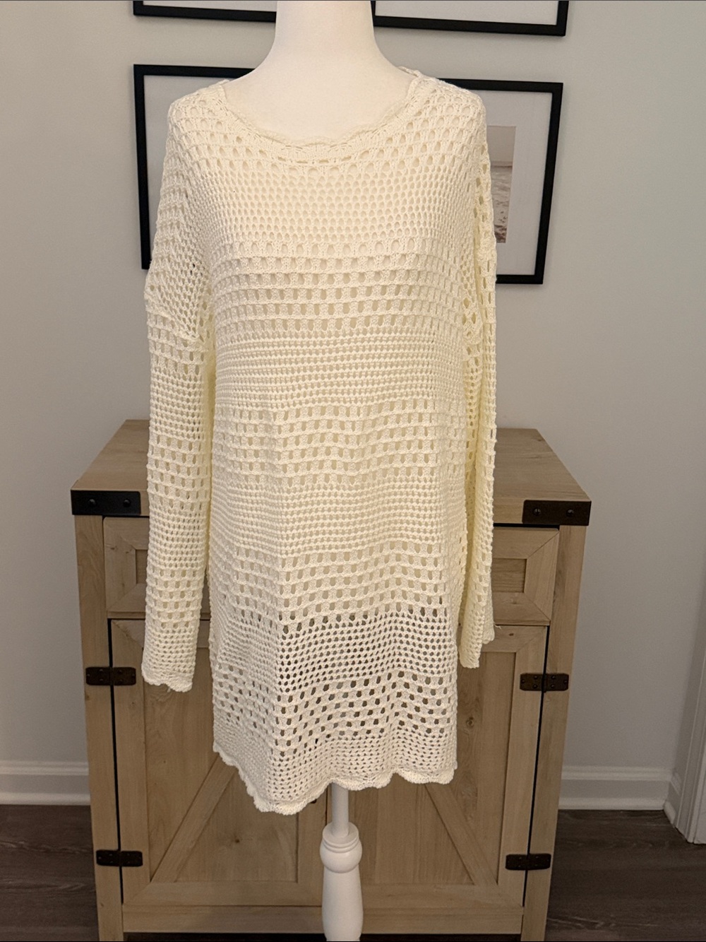 Anabress Cream Open-Knit cover up